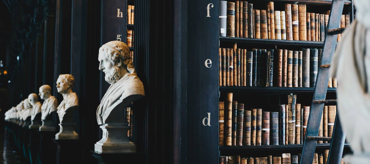 Statues in library